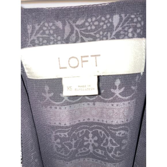 LOFT Spaghetti strap gray black purple stripe tank XS - Picture 3 of 5